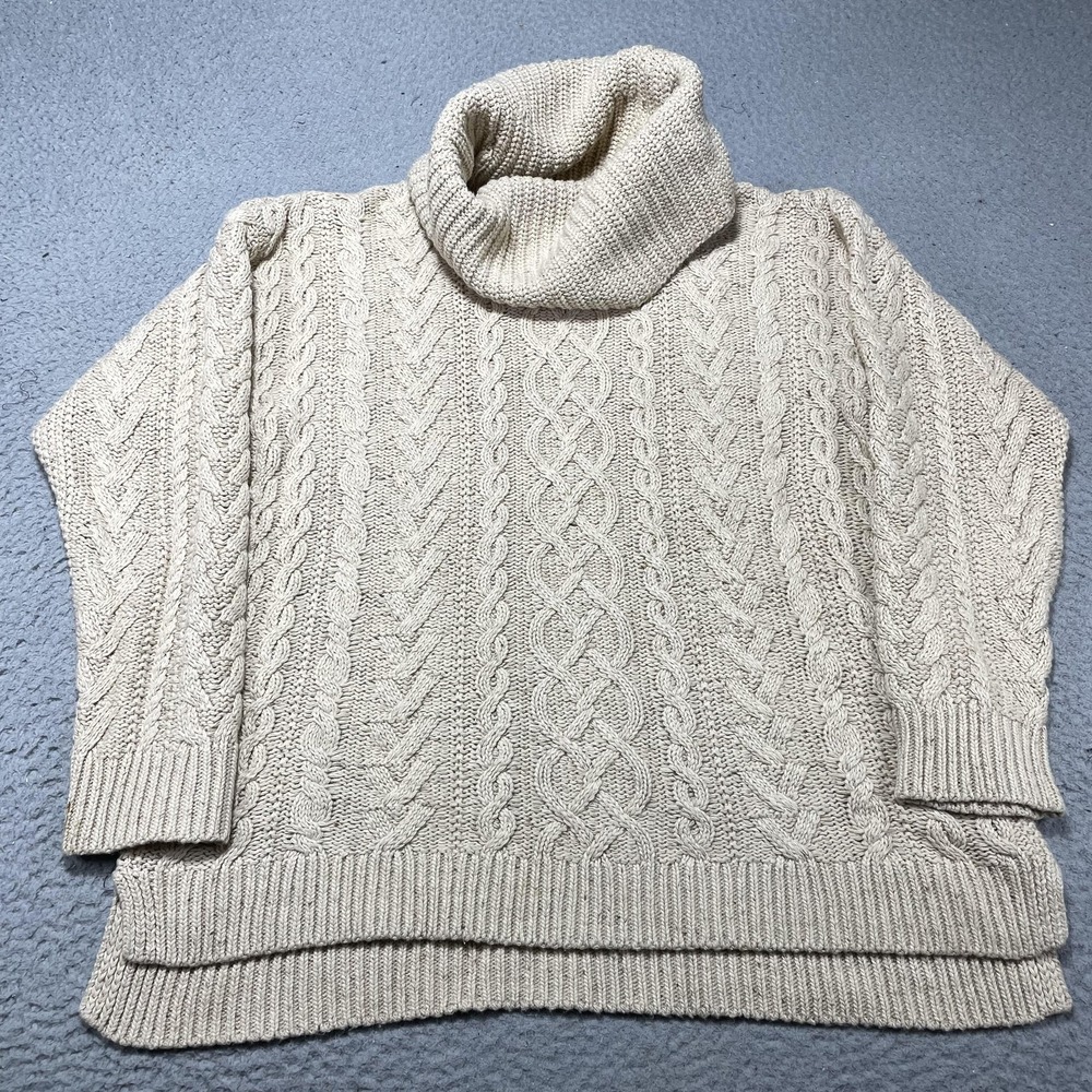 Lauren Ralph Lauren Sweater Womens XL Beige Cable Knit Turtleneck Pullover
